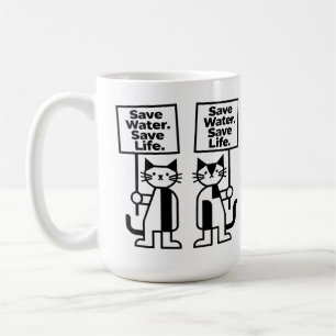 Mug Sauver l'eau Sauver la vie Mignon Chat Activiste M