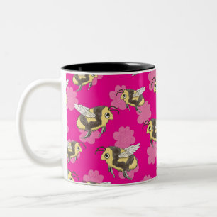 Mug Sauver les abeilles sur fond floral rose