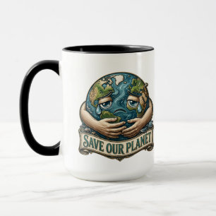 Mug Sauver Notre Planète Terre qui Pleure Éco-Conscien