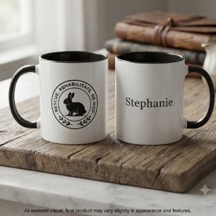 Mug Sauvetage de lapins minimaliste noir compatissant