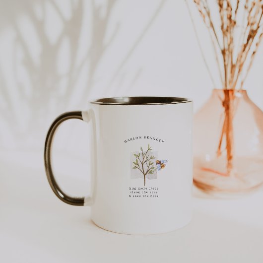 Mug Sauvez les abeilles | Monogramme de verdure à l'aq