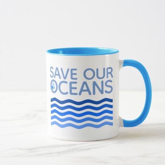 Mug Sauvez nos océans Blue Stylisé Earth Waves (Droite)
