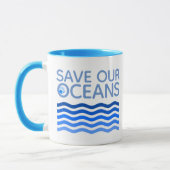 Mug Sauvez nos océans Blue Stylisé Earth Waves (Gauche)