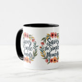 Mug Savourez les moments simples Citation florale Boho (Devant gauche)