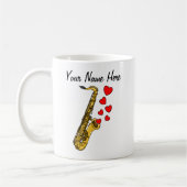 Mug Saxophone Coeurs rouges Saxophoniste Musicien Pers (Gauche)