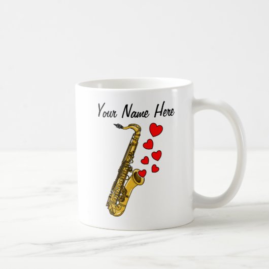 Mug Saxophone Coeurs rouges Saxophoniste Musicien Pers (Droite)