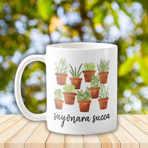 Mug Sayonara Succa Aquarelle Plante Succulente Humour