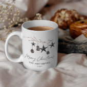 Mug Scandi moderne noir élégant script photo de Noël