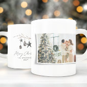 Mug Scandi moderne noir élégant script photo de Noël