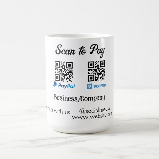 Mug Scanner pour payer le code q r paypal venmo ajoute (Centre)