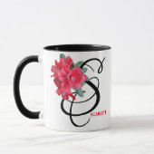 Mug Scarlett nom personnalisable joli rouge floral fun (Gauche)