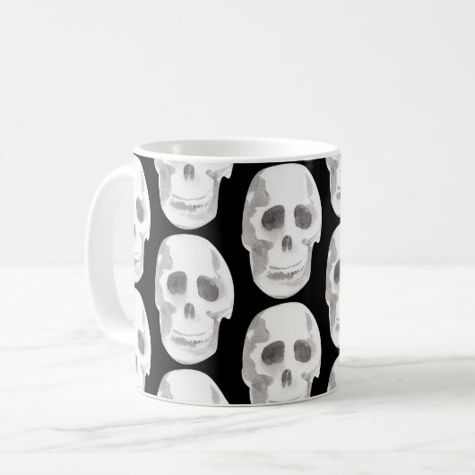Mug Scary Scull Black & White Pattern (Devant gauche)