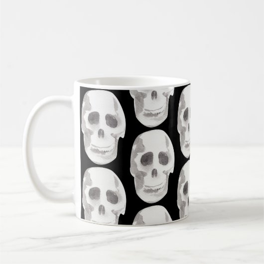 Mug Scary Scull Black & White Pattern (Gauche)