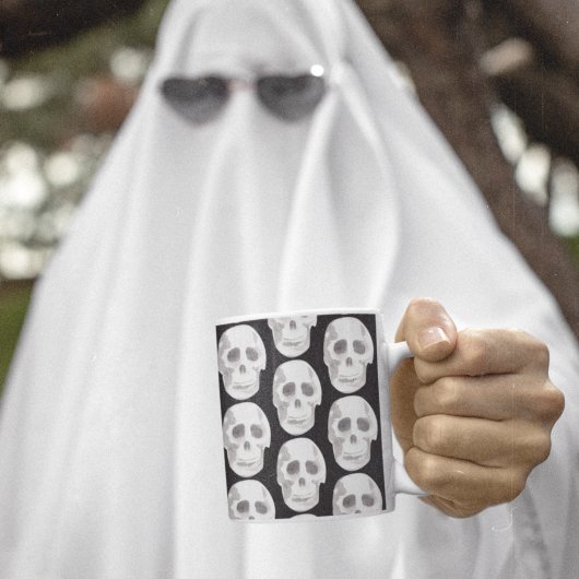 Mug Scary Scull Black & White Pattern