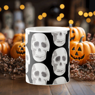 Mug Scary Scull Black & White Pattern