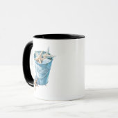 Mug Sceau de coquilles - Design d'aquarelle bleu (Devant gauche)