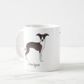 Mug Sceau Et Blanc Italien Greyhound Avec Nom Personna (Devant gauche)