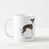 Mug Sceau Et Blanc Italien Greyhound Avec Nom Personna (Gauche)
