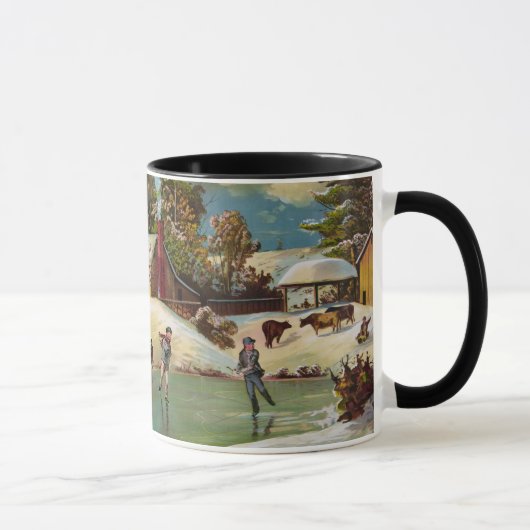 Mug Scène américaine de Noël de la vie d'hiver (Droite)