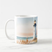 Mug Scène aquarelle d'un phare et d'une maisonnette au (Gauche)