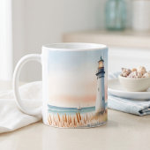 Mug Scène aquarelle d'un phare et d'une maisonnette au