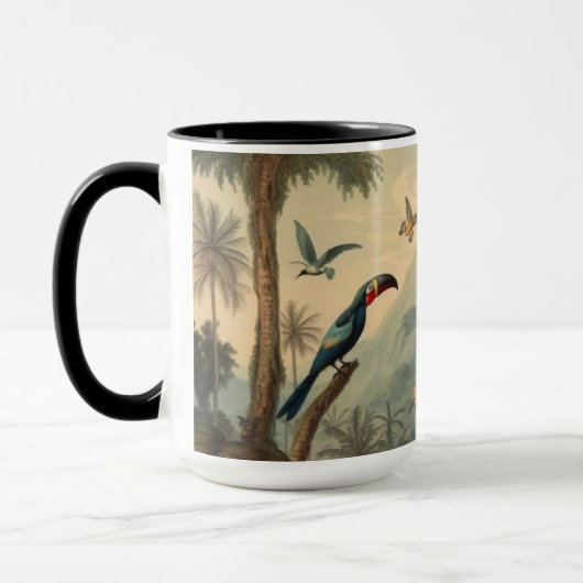 Mug Scène botanique vintage de toucans et fleurs (Gauche)