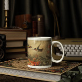 Mug Scène botanique vintage d'hummingbirdet de fleurs