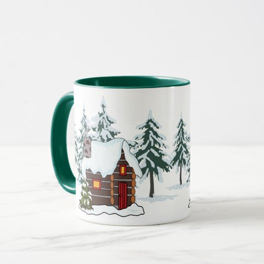Mug Scène Cabine enneigée (Devant gauche)