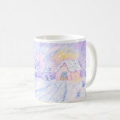Mug Scène Cabine rose neige de Noël (Devant droit)