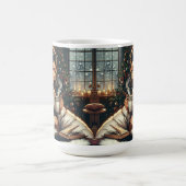 Mug Scène cosy | Femme qui boit du cacao avec chat (Centre)