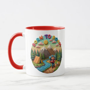 Mug Scène d'aventure de camping en argile « Né pour er