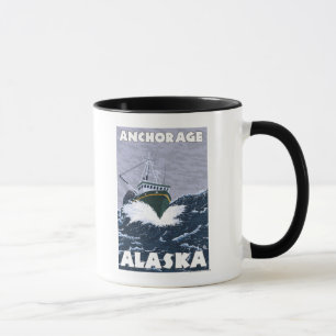 Mug Scène de bateau de pêche - Anchorage, Alaska