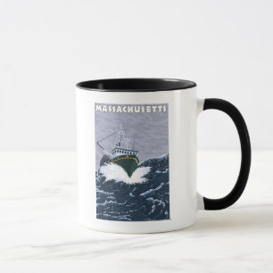 Mug Scène de bateau de pêche de MassachusettsCrab