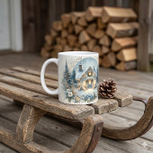 Mug Scène de cabane enneigée lumineuse