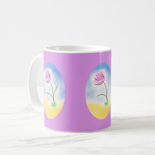 Mug Scène de caméo stylisée d'une fleur joyeuse - (Devant gauche)