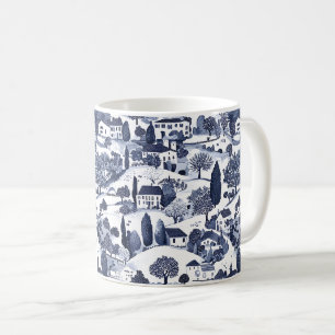 Mug Scène de campagne en toile bleue