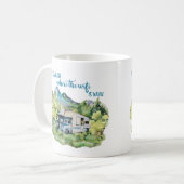 Mug Scène de camping de l'aquarelle rv Motorhome (Devant gauche)
