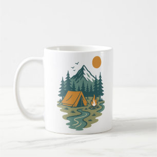 Mug Scène de camping vintage en montagne Aventure en p
