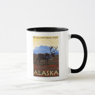 Mug Scène de caribou - parc national de Denali, Alaska