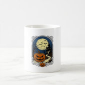 Mug Scène de citrouille hantée Art vectoriel Halloween (Centre)