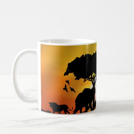 Mug Scène de faune au coucher du soleil dans la savane (Gauche)