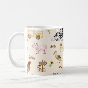 Mug Scène de ferme à l'aquarelle - Motif sans couture