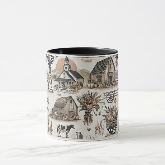 Mug Scène de ferme rustique (Centre)