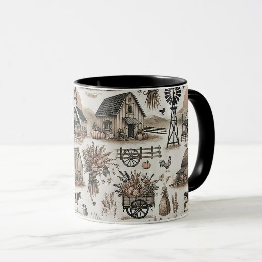 Mug Scène de ferme rustique (Devant droit)