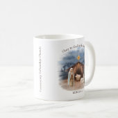 Mug Scène de la Nativité Nom de l'église Noël chrétien (Devant droit)
