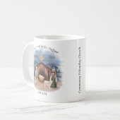 Mug Scène de la Nativité Nom de l'église Noël chrétien (Devant gauche)