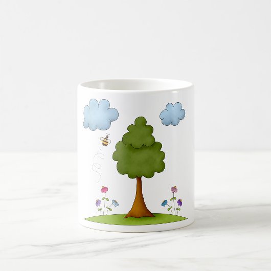 Mug Scène de la nature des abeilles et des arbres avec