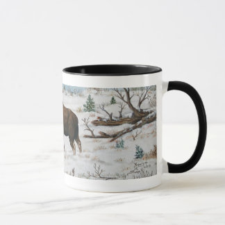 Mug Scène de lutte d'art de faune d'orignaux de