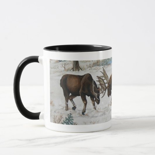 Mug Scène de lutte d'art de faune d'orignaux de (Gauche)