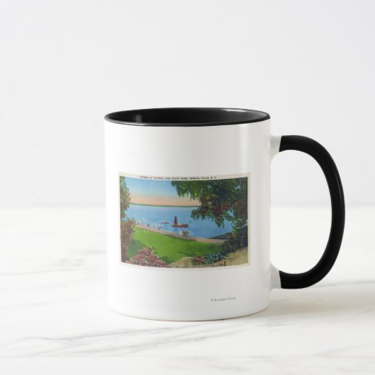 Mug Scène de natation au Parc d'État du lac Cayuga (Droite)
